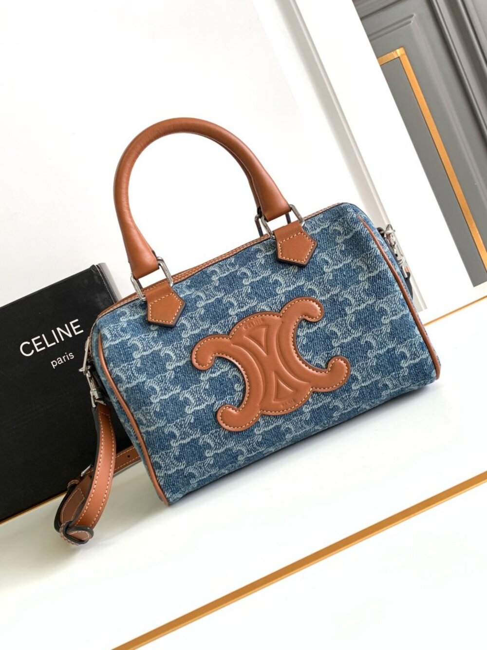 CELINE Cuir Triomphe Small Boston Bag